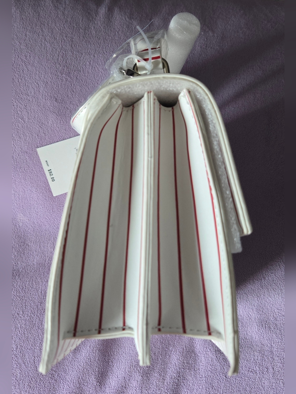 Betsey Johnson White and Red Baseball Purse NWT - Picture 8 of 8